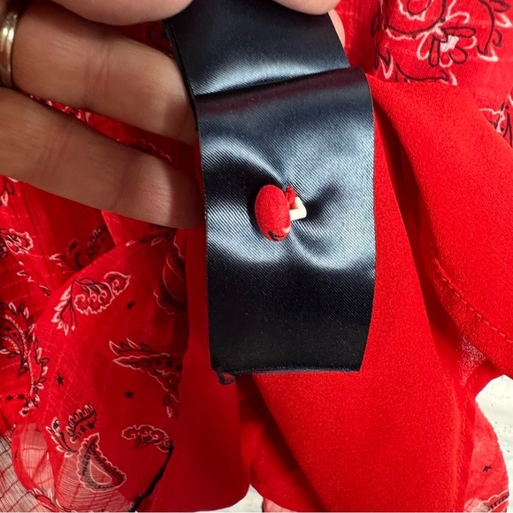 TOMMYJEANS HILFIGER Red Bandana Sheer Lightweight Short Sleeve Dress Size Small - Picture 12 of 13